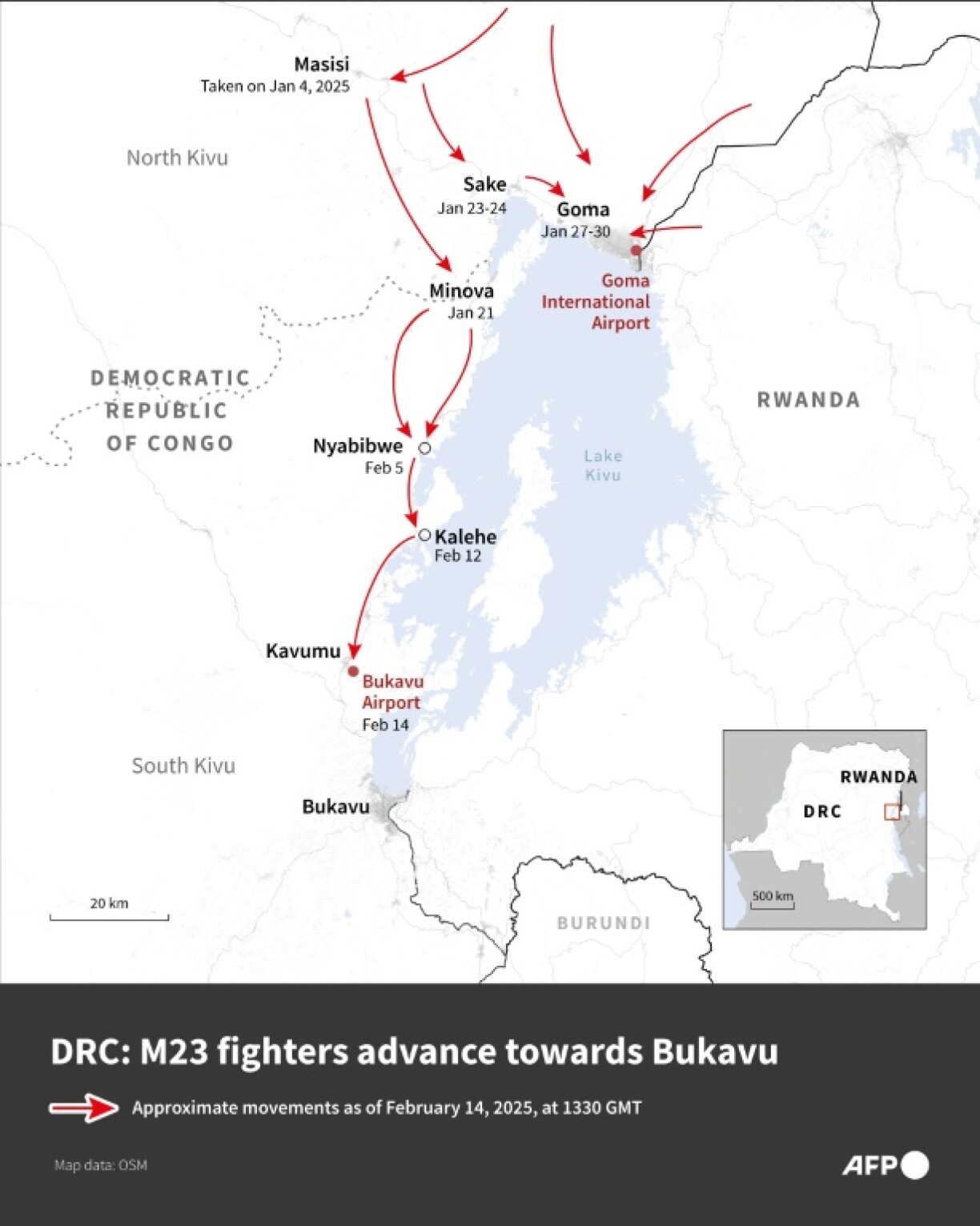 M23 fighters are heading to Bukavu, the provincial capital of South Kivu
