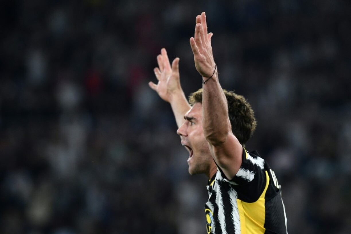 L'avant-centre de la Juventus Dusan Vlahovic au stade olympique de Rome, le 15 mai 2024, élu meilleur attaquant de la Serie A