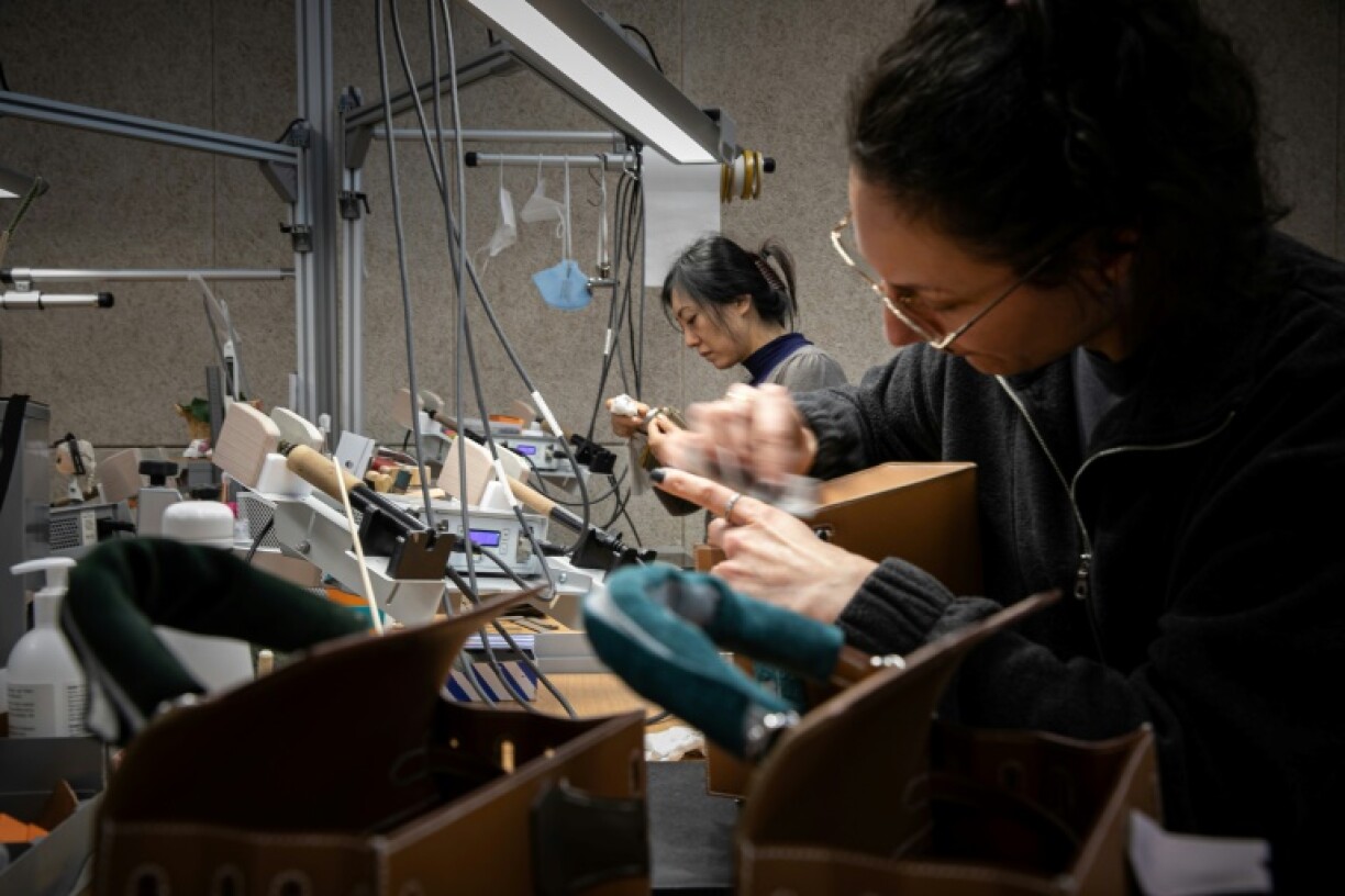 A Hermes luxury bag workshop in France in April 2023