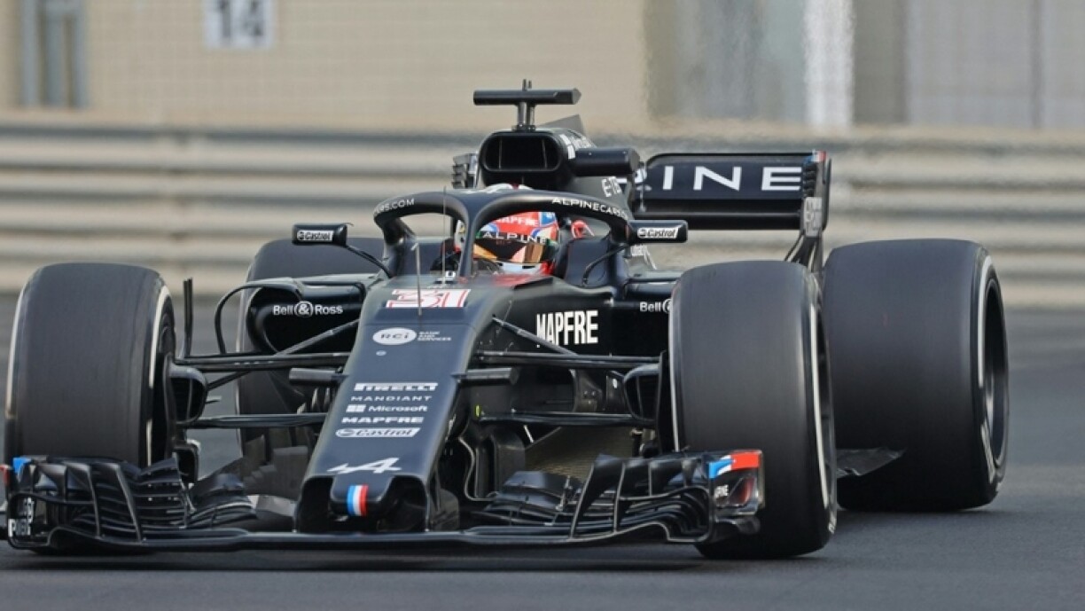 De Piastri bei Tester fir Alpine am Dezember 2021 zu Abu Dhabi.