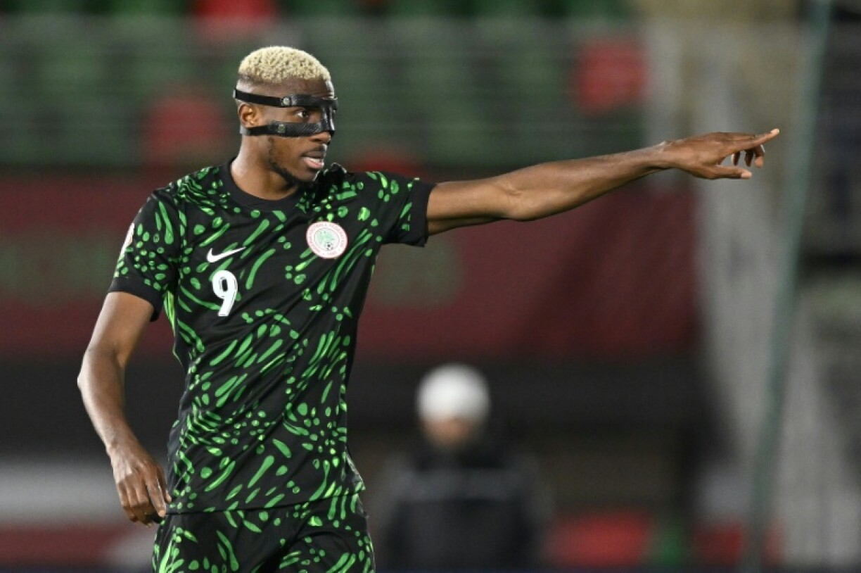 La vedette du Nigeria Victor Osimhen lors du 8e de finale de la CAN des Super Eagles contre le Mozambique, le 5 janvier 2026 à Fès (Maroc)
