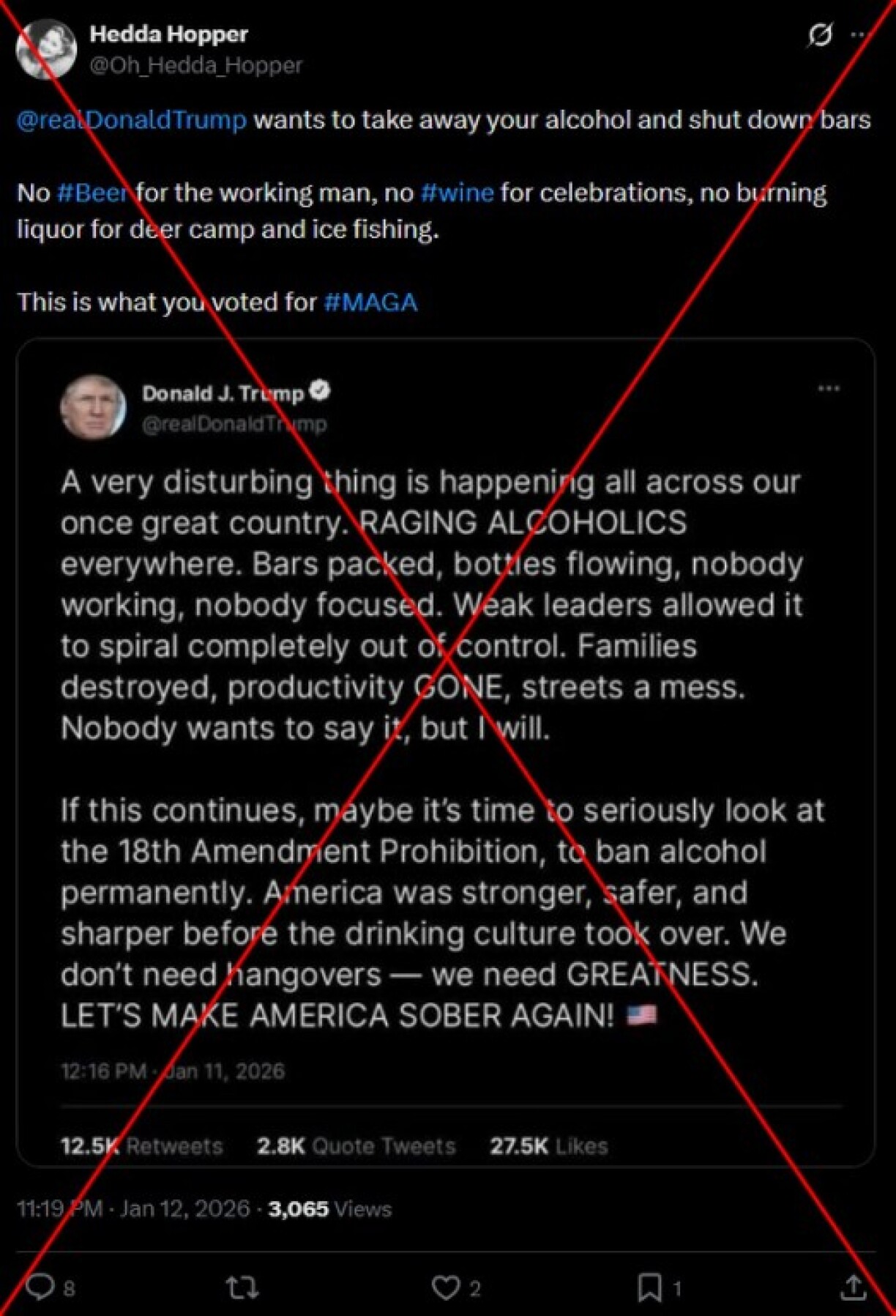 Screenshot of an X post taken January 15, 2026