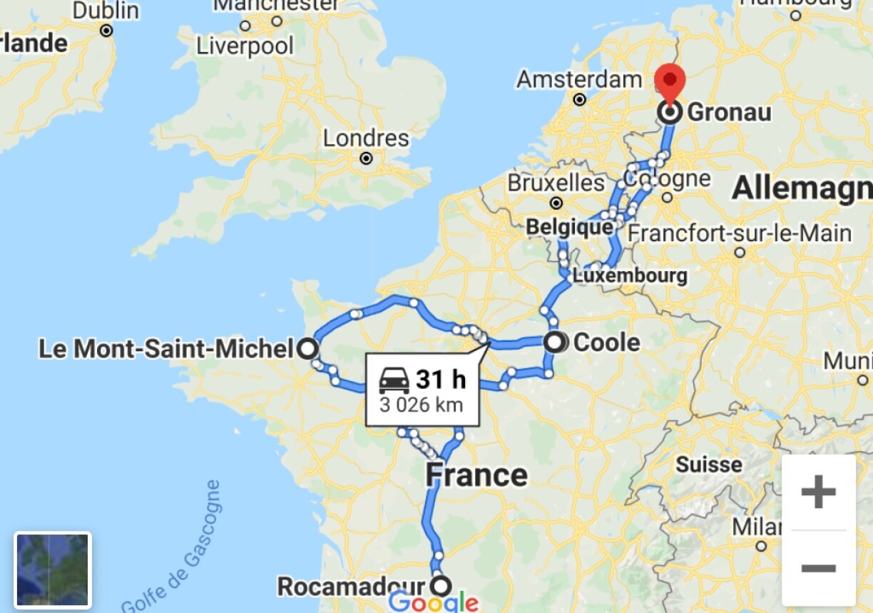 Un aperçu approximatif de son périple.