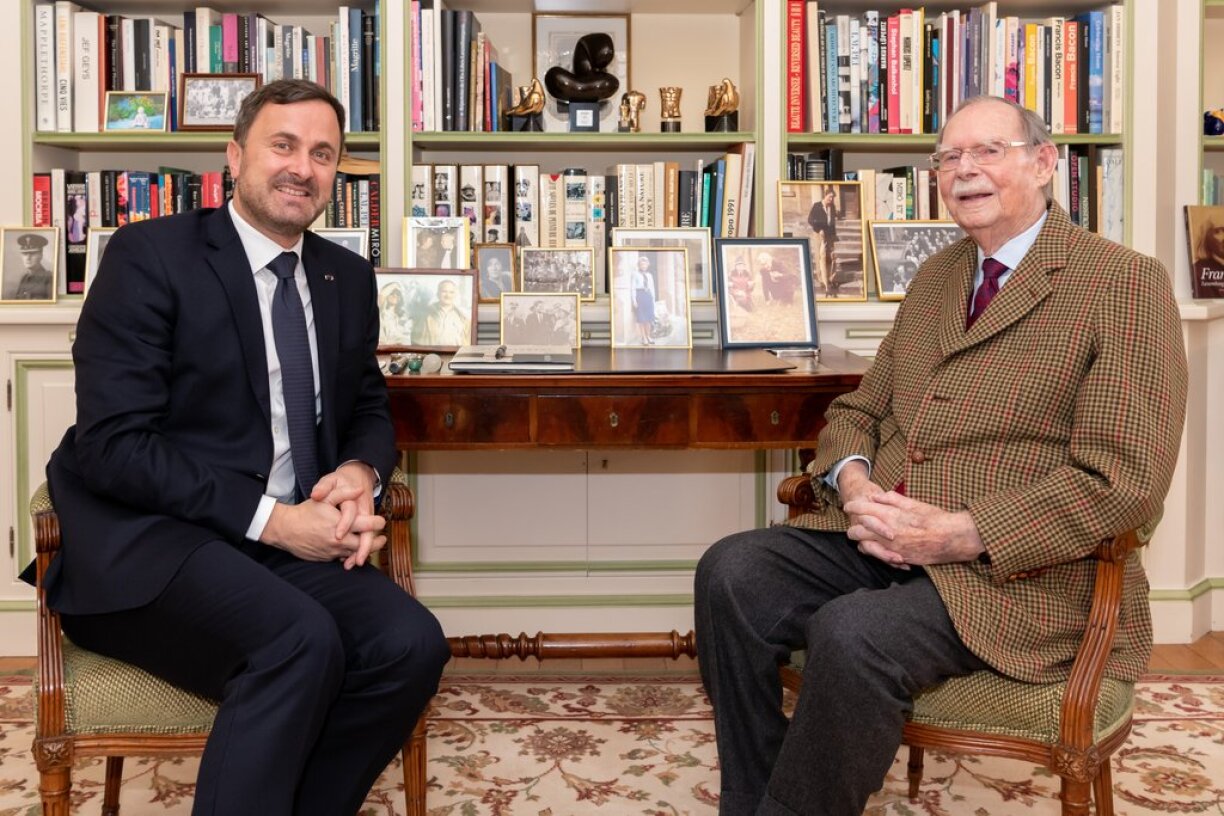 Prime minister Xavier Bettel with Grand Duke Jean in January 2019.