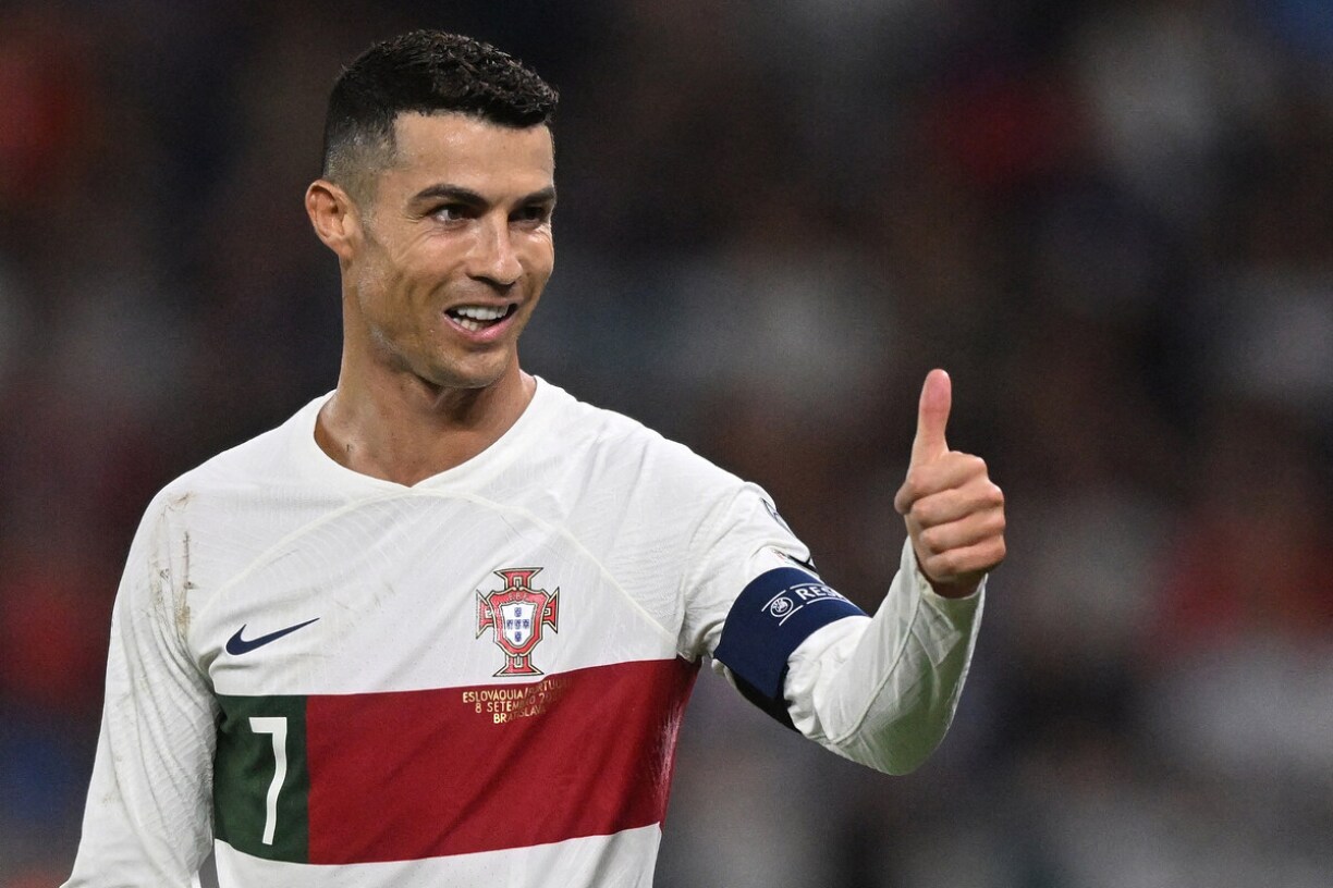 Cristiano Ronaldo sur le terrain contre la Slovaquie le 8 septembre 2023.