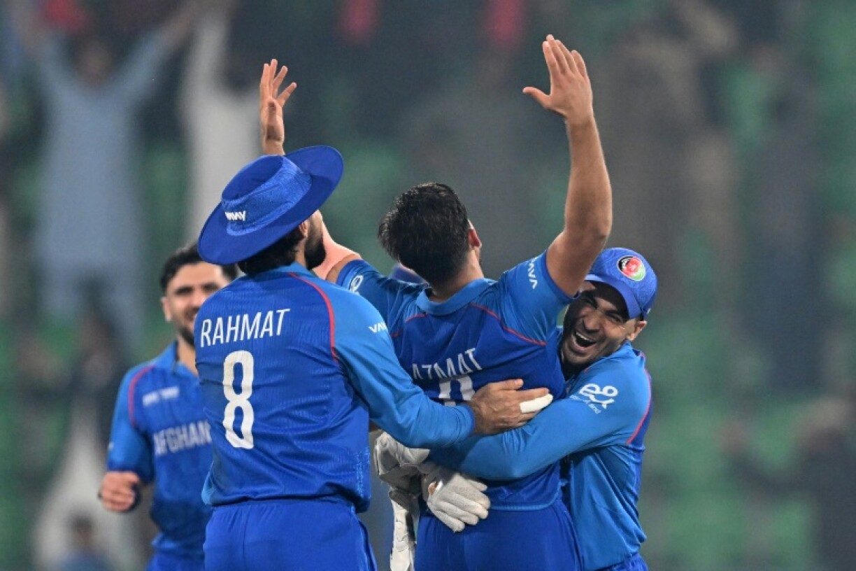 Afghanistan celebrate victory over England in Lahore