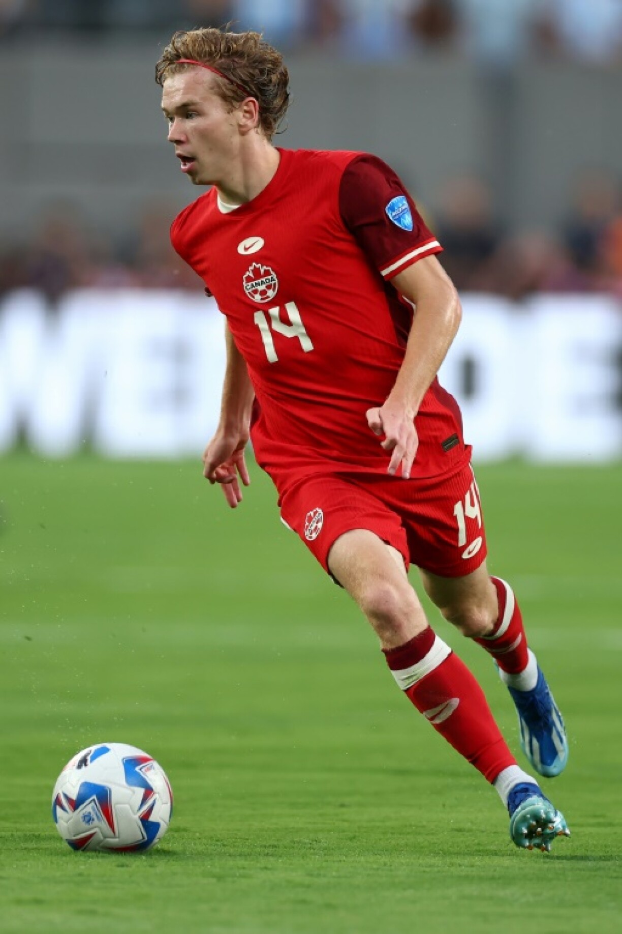 Jacob Shaffelburg in action for Canada against Argentina in the Copa America semi-final.