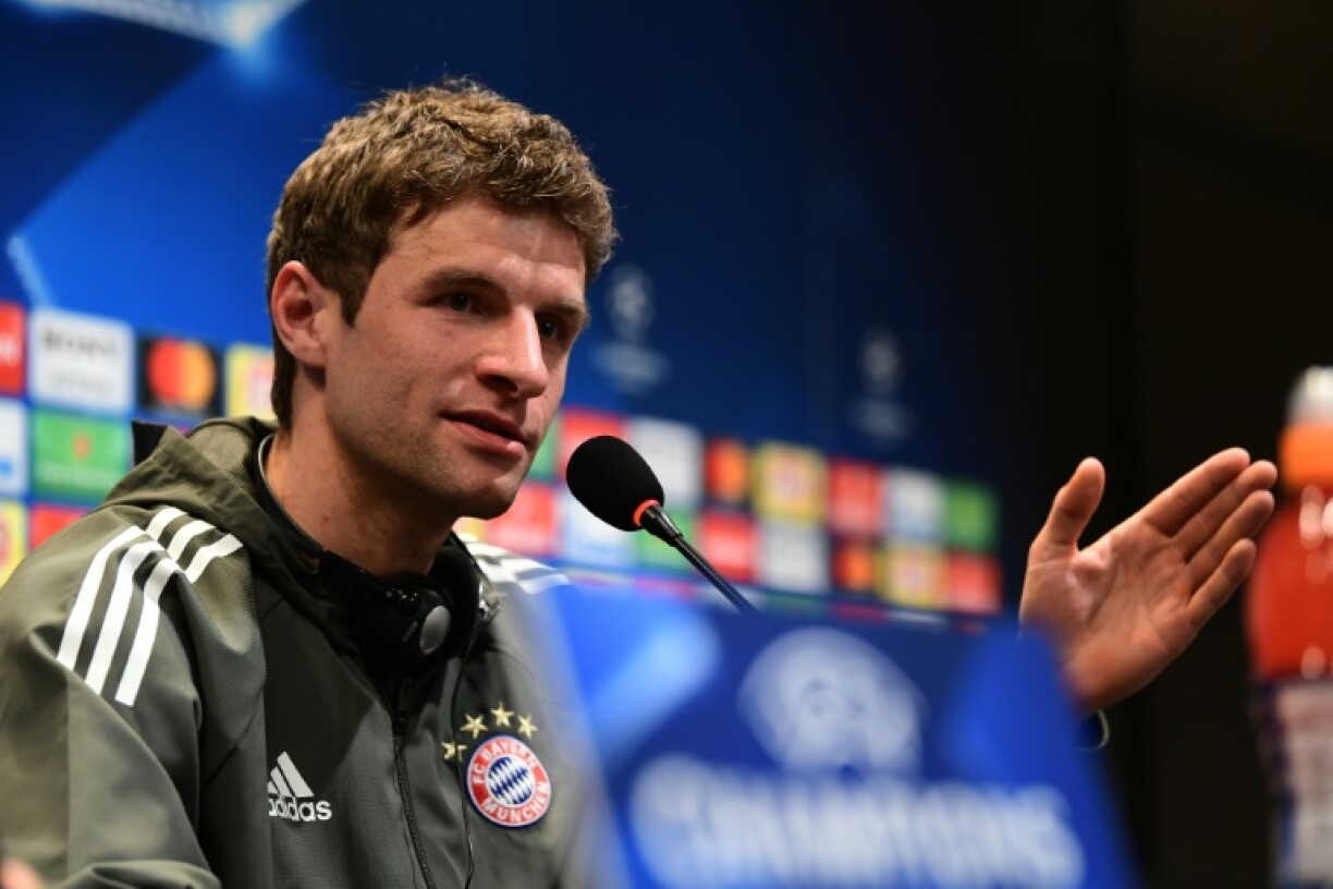 L'attaquant du Bayern Munich Thomas Müller lors d'une conférence de presse, le 13 mars 2018 au Vodafone Park d'Istanbul
