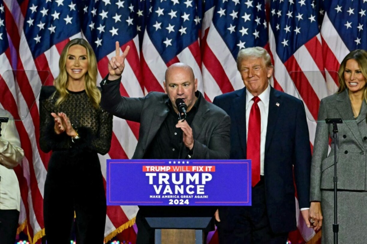 CEO of Ultimate Fighting Championship Dana White (C) is a close ally of US President-elect Donald Trump, even speaking at his election night victory rally