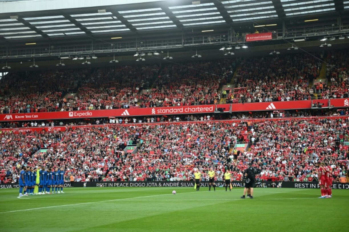 Liverpool hold one minute's silence in memory of Diogo Jota and his brother Andre Silva at Anfield