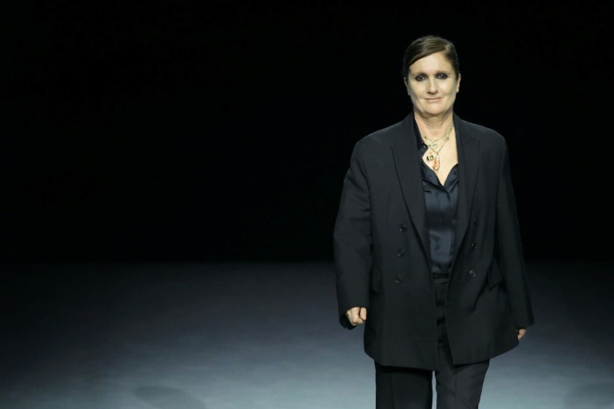 Chiuri acknowledged the audience briefly at the end of the Dior show