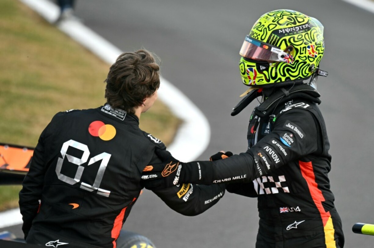 It was role reversal for the McLaren duo as Lando Norris (R) kept his emotions in check to win the British Grand Prix whereas Oscar Piastri (L) let his run over incurring a costly 10 second penalty