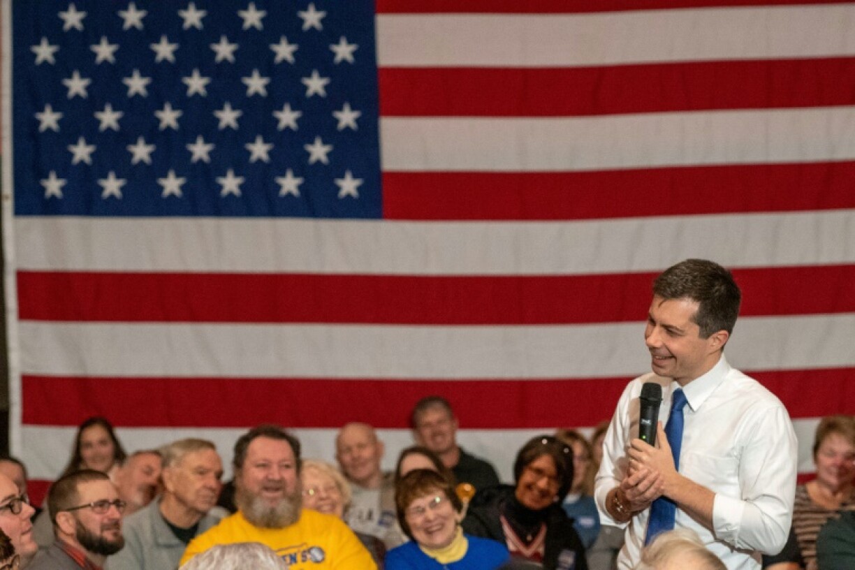 Le candidat démocrate à la Maison Blanche Pete Buttigieg lors d'un meeting électoral, le 31 janvier 2020 à Clinton, dans l'Iowa.