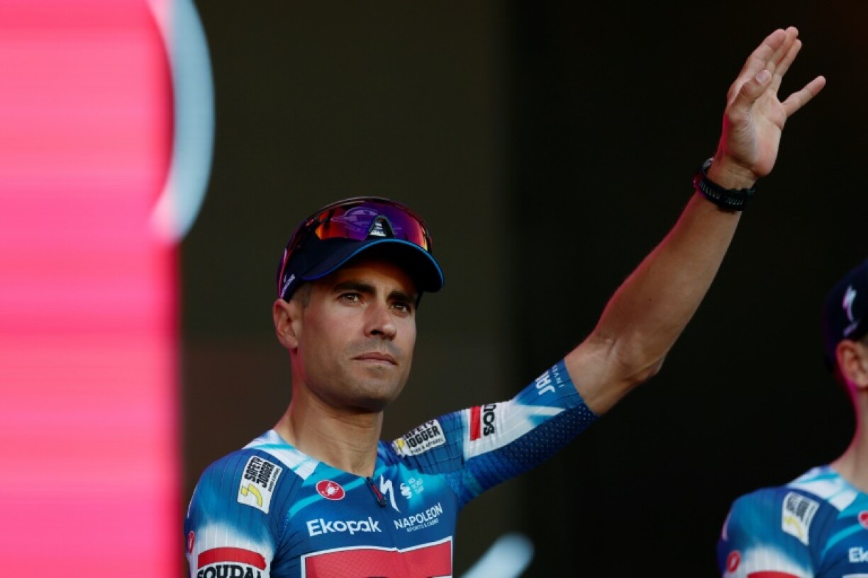 The now stricken Mikel Landa in Tirana at the Giro presentation Gala