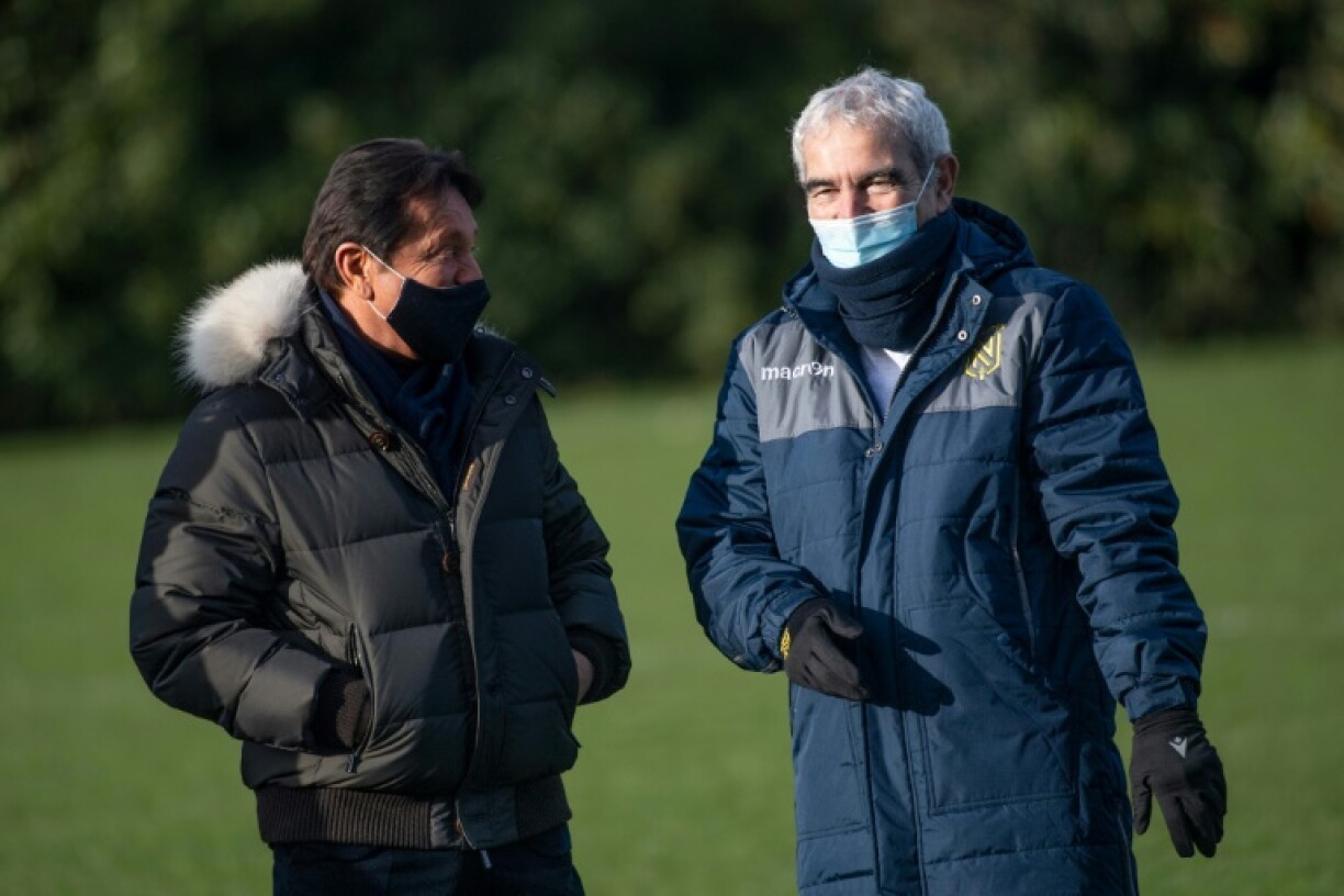 Le président du FC Nantes Waldermar Kita et le nouvel entraîneur de l'équipe Raymond Domenech, le 30 décembre 2020 à La Jonelière