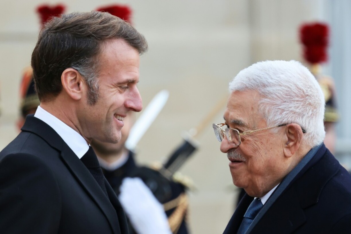 French President Emmanuel Macron met Palestinian president Mahmud Abbas to dicuss the Gaza ceasefire deal