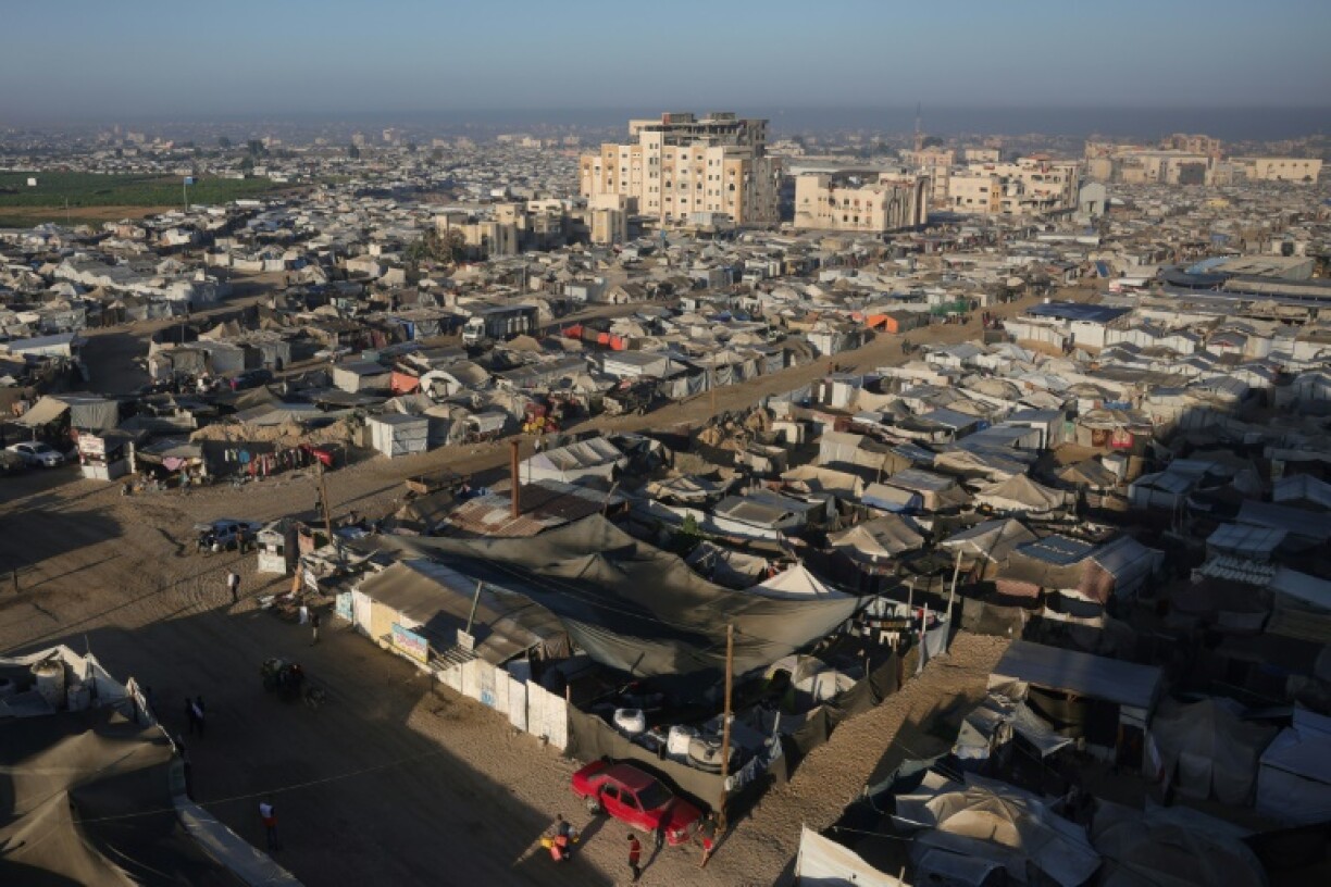 Much of Gaza lies in runs, leaving hundreds of thousands of families living in makeshift displacement camps like this one in Khan Yunis in the south of the territory