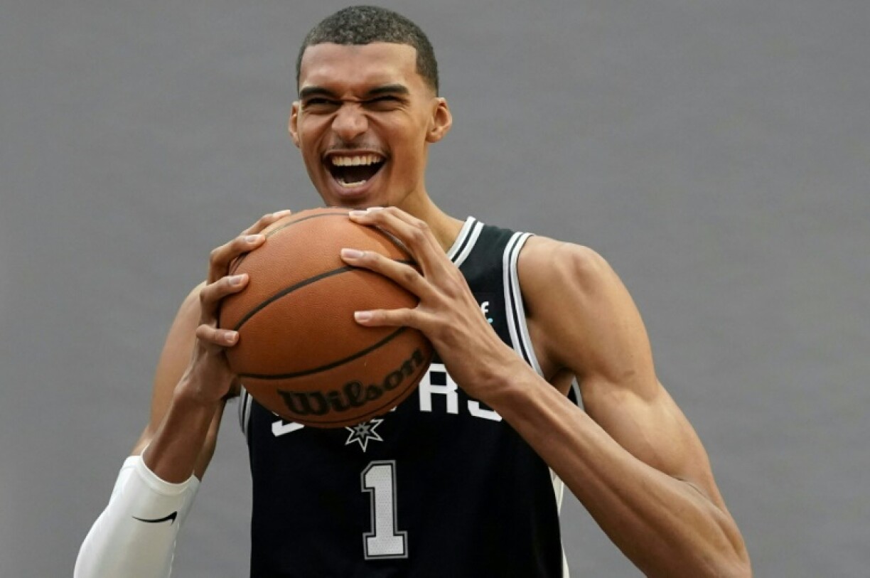 Le prodige français des Spurs Victor Wembanyama, lors de la journée médias à San Antonio, le 2 octobre 2023