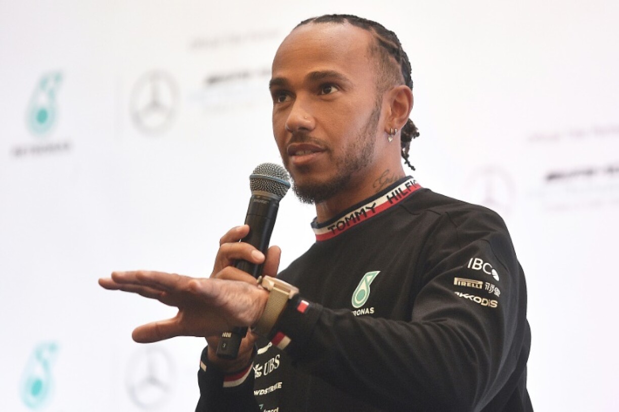 Le pilote britannique de Mercedes, Lewis Hamilton, lors d'une conférence de presse à Kuala Lumpur, en Malaisie, le 28 septembre 2022.