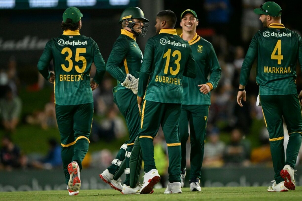 South Africa spinner Prenelan Subrayen (C) has been cited over his bowling action