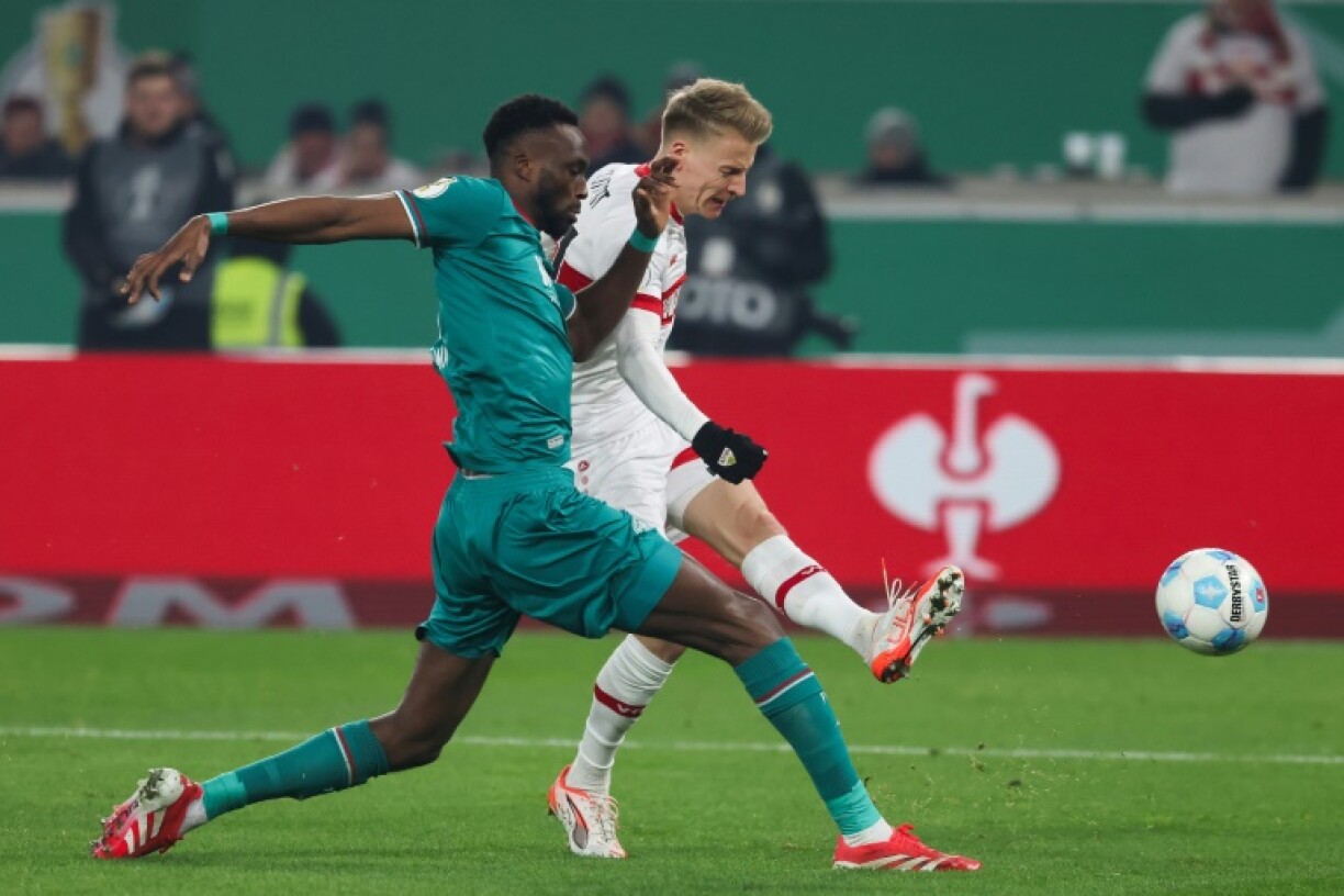 Chrislain Matsima (L) arrived at Augsburg on loan at the start of the season