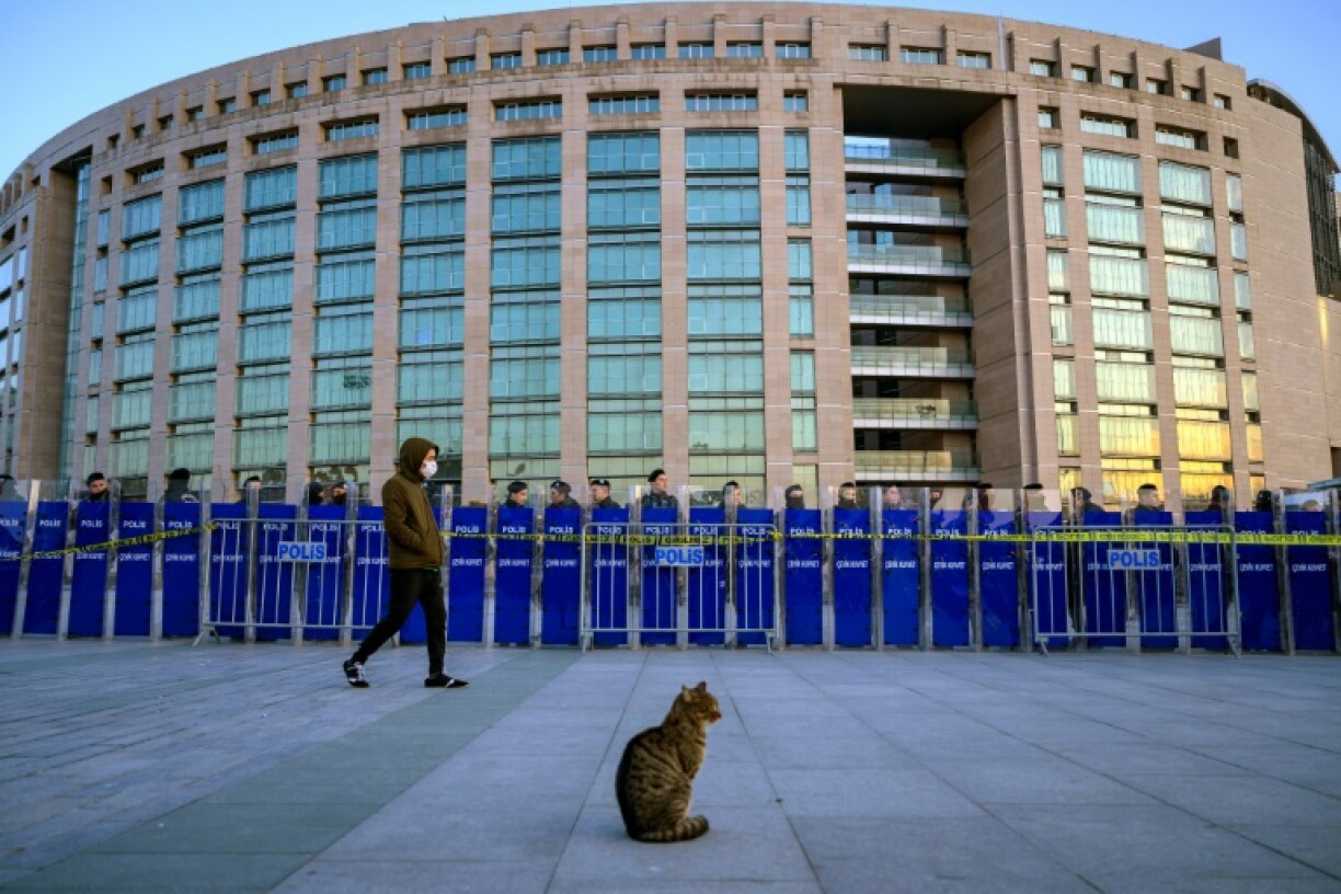 Ahead of the ruling, security was very tight around Istanbul's Caglayan courthouse