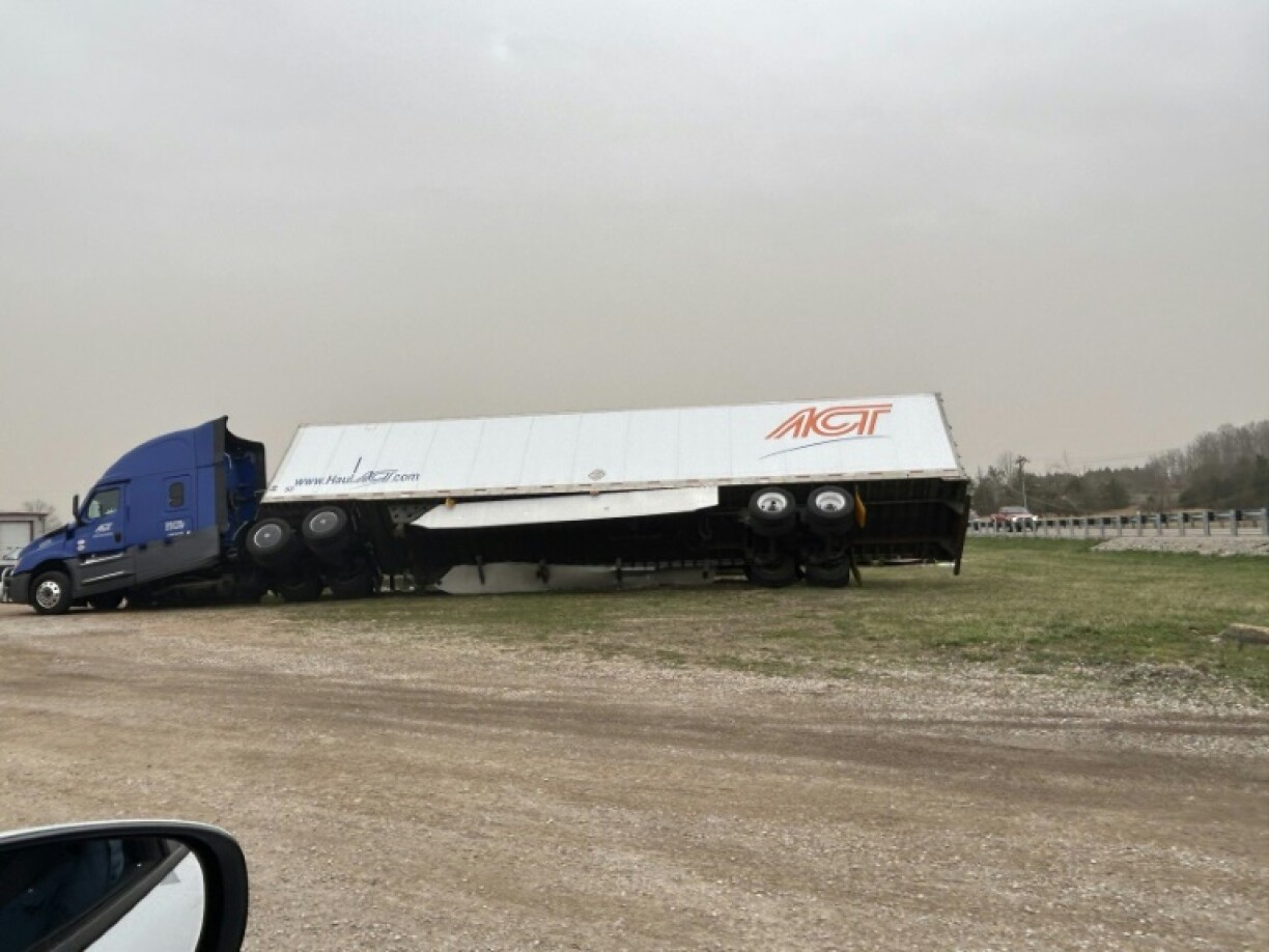 This March 15, 2025,image released by the Missouri State Highway Patrol shows severe weather damage in Missouri
