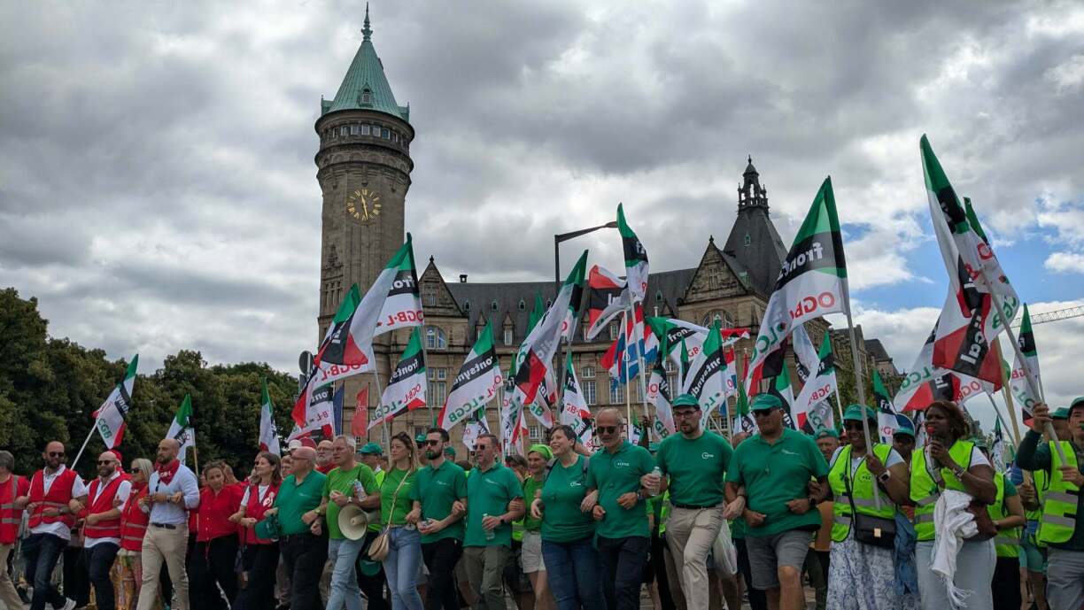 Une photo prise lors de la manifestation syndicale le 28 juin 2025 dans les rues de Luxembourg