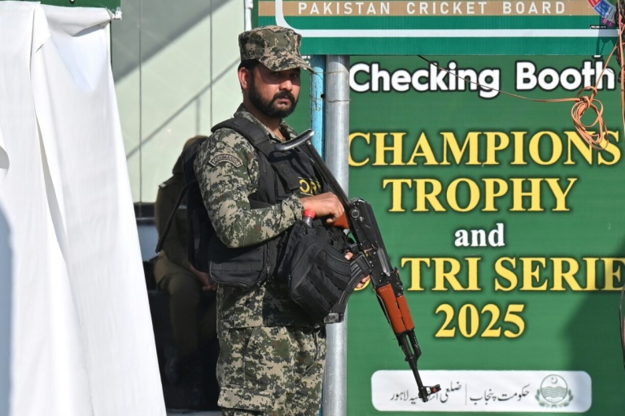 Pakistan security personnel outside the Gaddafi Stadium in Lahore last month