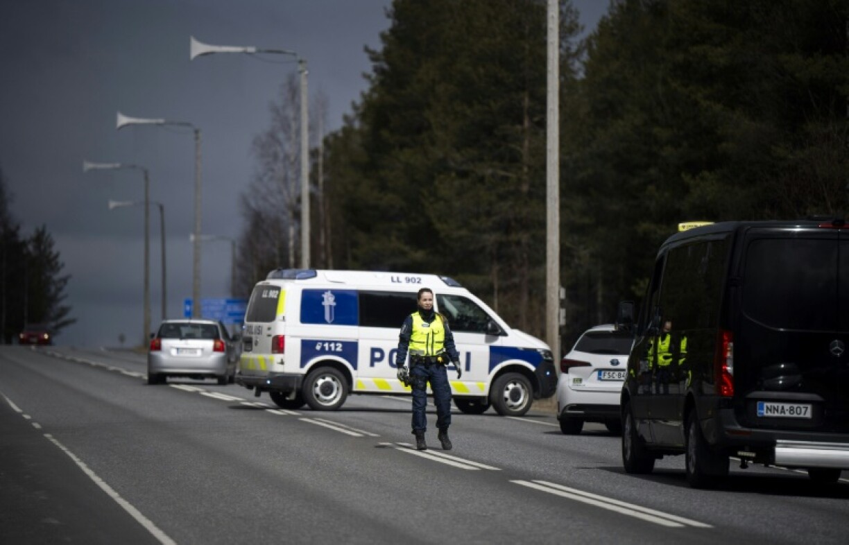 Police blocked the road leading to the Rovaniemi Airport in Rovaniemi, Finnish Lapland after the crash