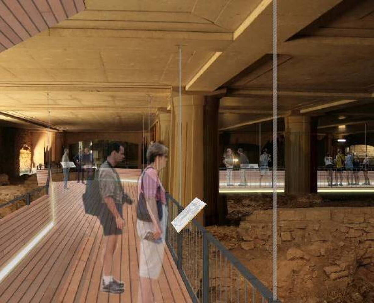 Une visualisation de ce à quoi pourrait ressembler la future passerelle de la crypte.