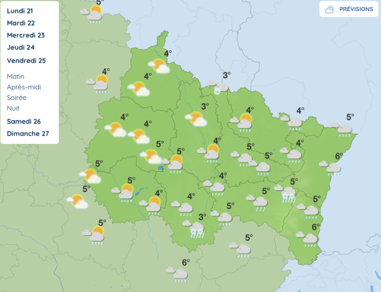 Les prévisions pour la journée du 25 décembre dans le Grand Est
