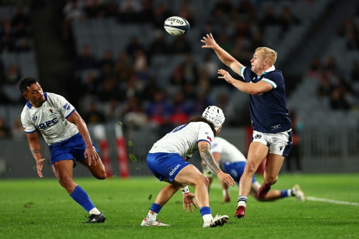 Scotland’s Arron Reed catches the ball during the international rugby Test match against Samoa at Eden Park in Auckland