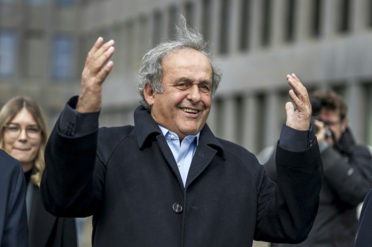 Michel Platini, après son acquittement dans l'affaire du contrat oral avec la Fifa devant la justice suisse à Muttenz près de Baâle, le 25 mars 2025