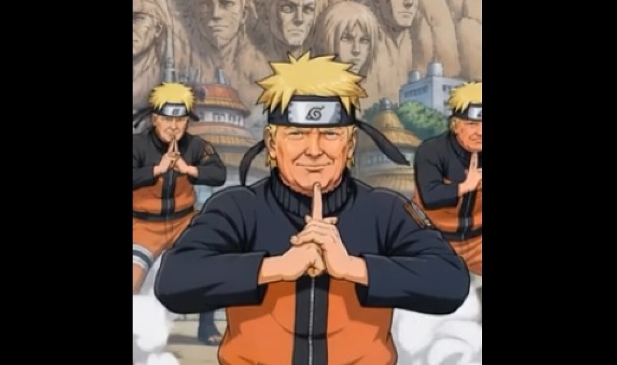Extrait d'une vidéo publiée par Donald Trump le montrant sous les traits du héros de manga "Naruto".