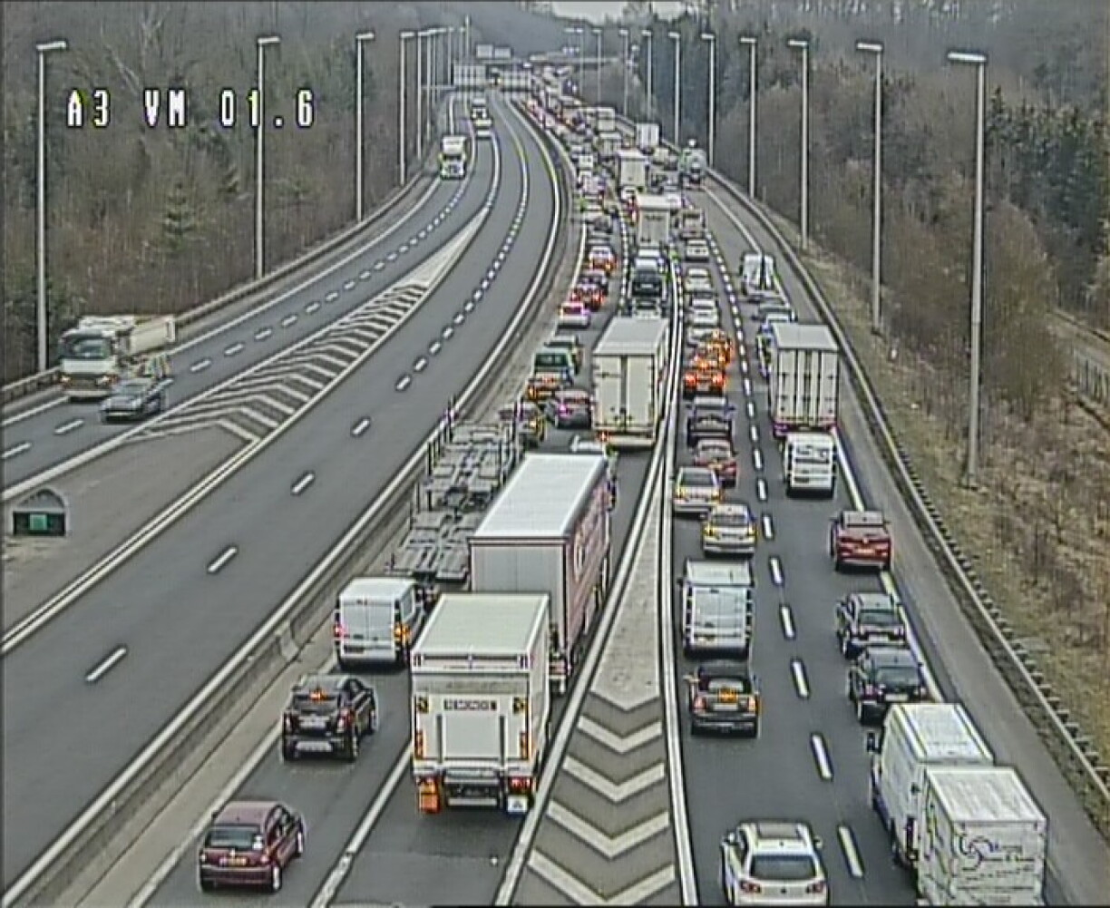La situation sur l'A3 à l'aire de Berchem vers 14h50.
