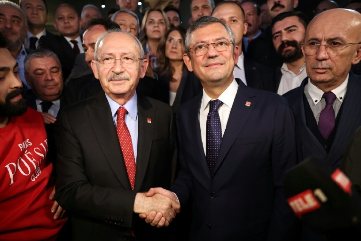 The hearing is looking into the result of the November 2023 CHP primary at which Ozgur Ozel defeated long-time leader Kemal Kilicdaroglu, on the left, who are seen here shaking hands after the vote