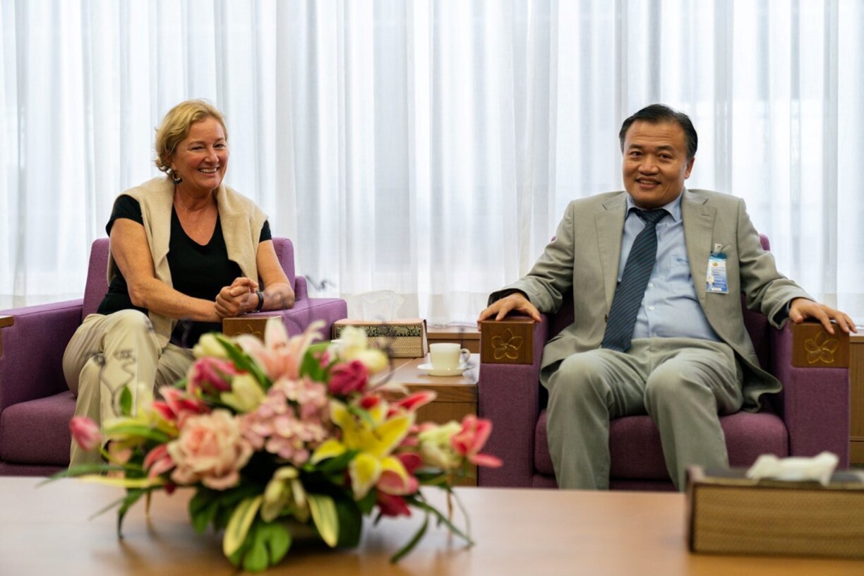 Paulette Lenert, then-Minister for Development Cooperation and Humanitarian Affairs, visits the Maria Theresa hospital in Laos; September 2019.