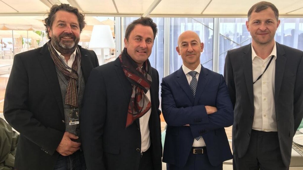 Guy Daleiden (Film Fund Luxembourg) director, Xavier Bettel (Prime minister), Olivier Henrard (CNC - France director general) and Mathieu Fournet (CNC - France director of European and international affairs)