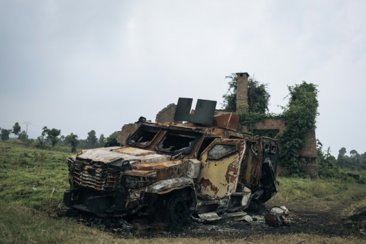 The battle for Goma has left destroyed and abandoned armoured vehicles strewn in its wake
