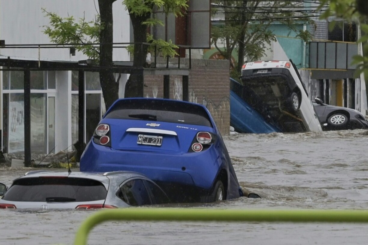 Torrential rain killed at least six people and left much of the Argentine port city of Bahia Blanca under water