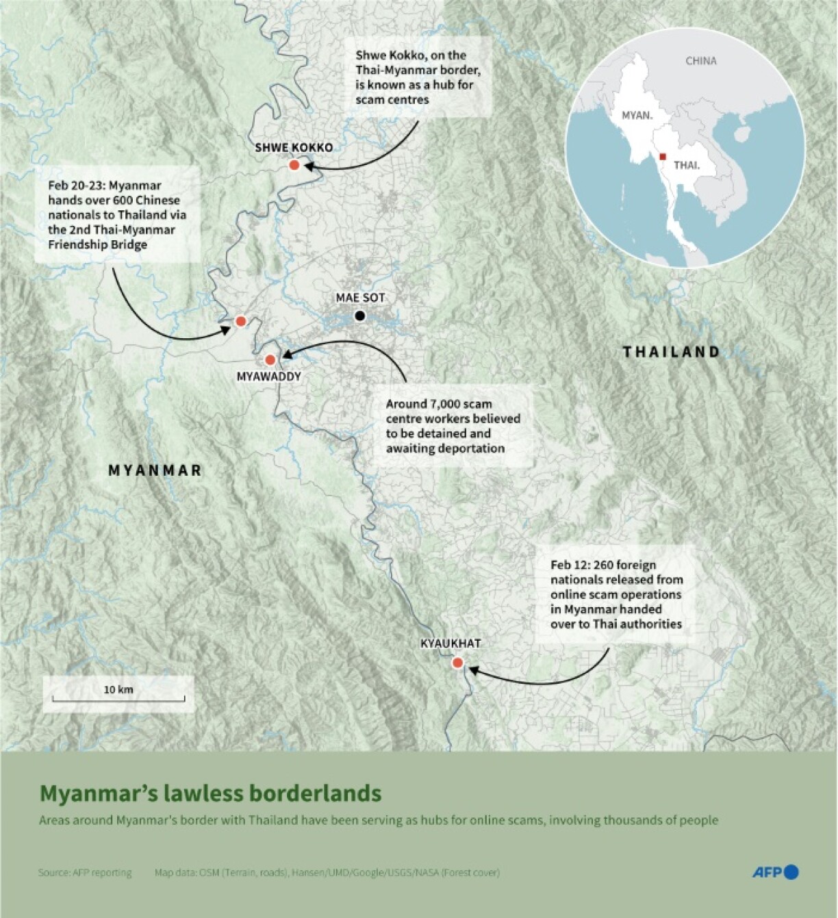 Scam centres have sprung up in Myanmar's lawless border areas in recent years as part of a lucrative criminal industry
