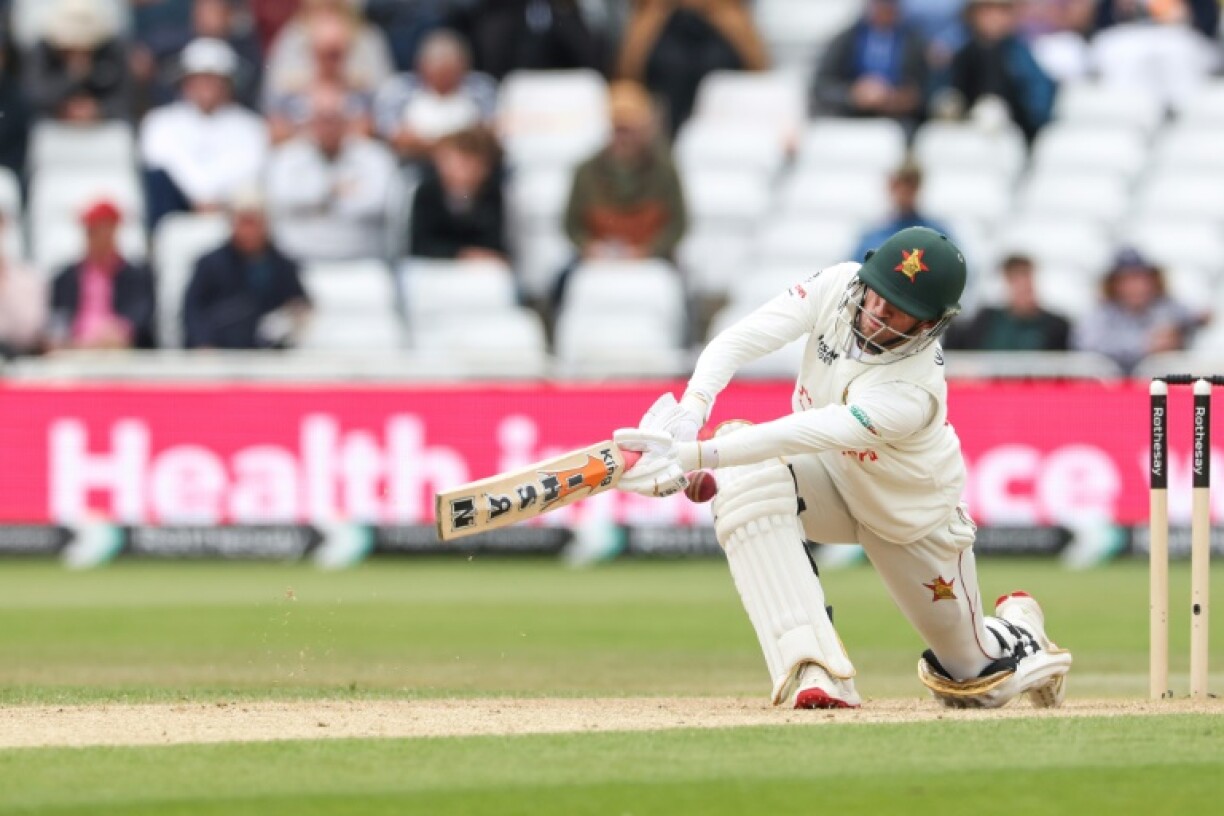 Zimbabwe's Sean Williams falls lbw to Shoaib Bashir in a one-off Test against England at Trent Bridge