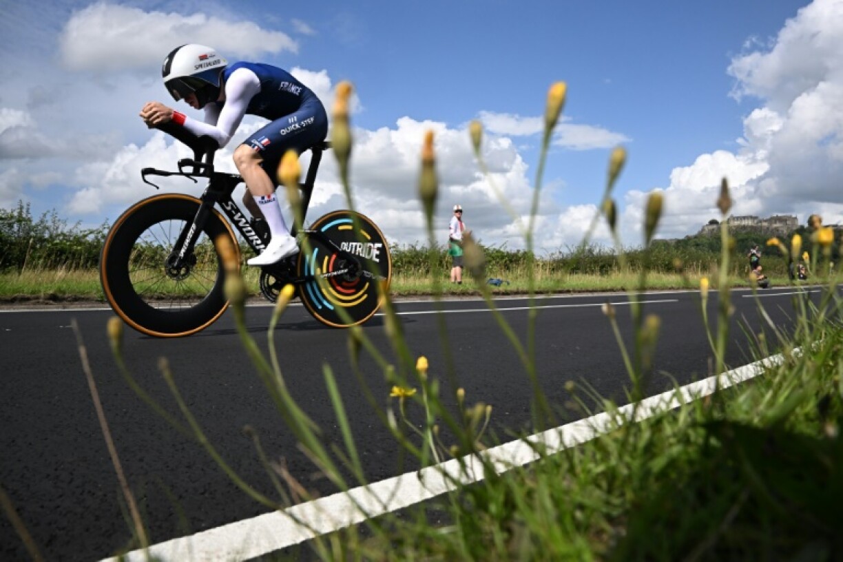 Le Français Rémi Cavagna lors du contre-la-montre des Mondiaux de cyclisme, le 11 août 2023 à Stirling