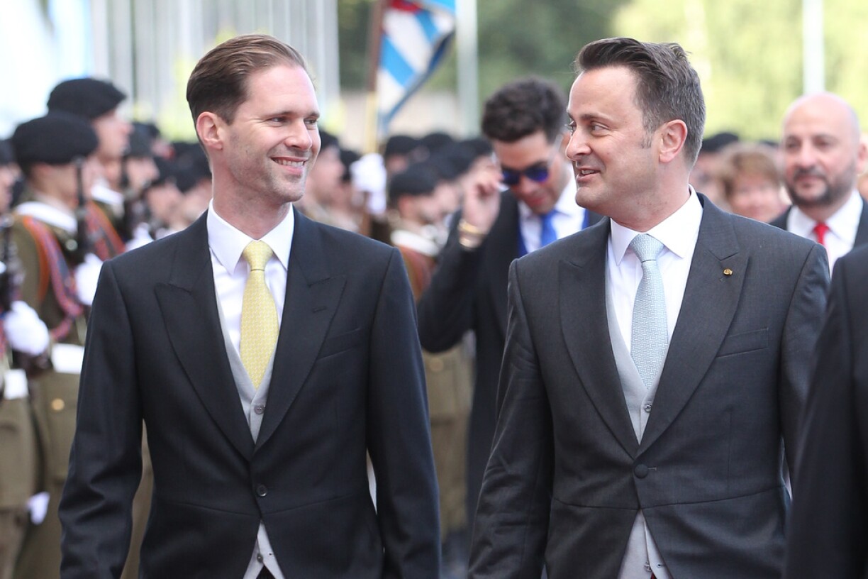 A photo of the real Xavier Bettel (right) and his husband, Gauthier Destenay.