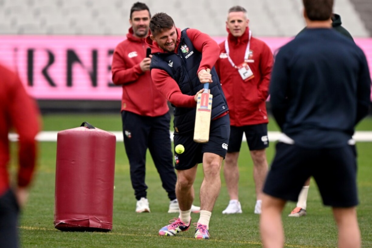 The British and Irish Lions warm up for their Test against the Wallabies by playing cricket at the Melbourne Cricket Ground