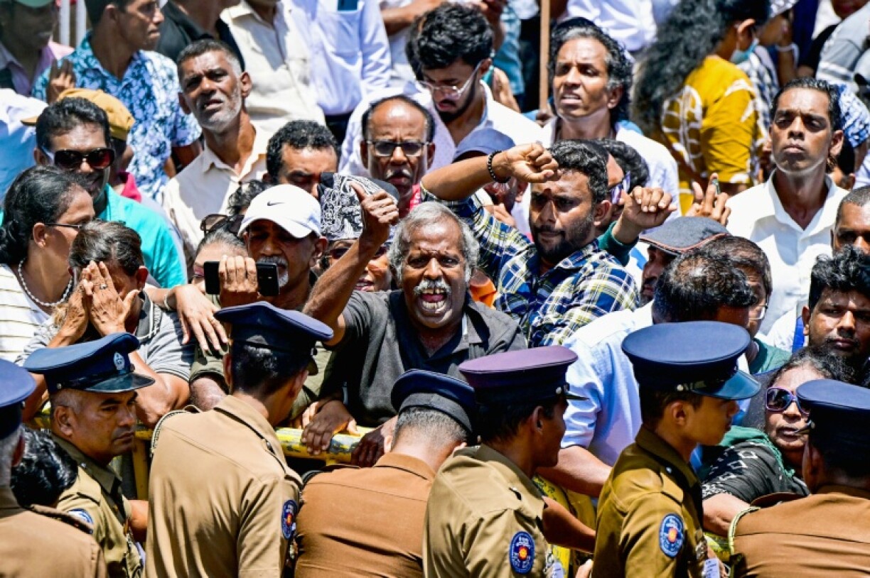 Supporters of Sri Lanka's jailed former president Ranil Wickremesinghe protested before his bail hearing