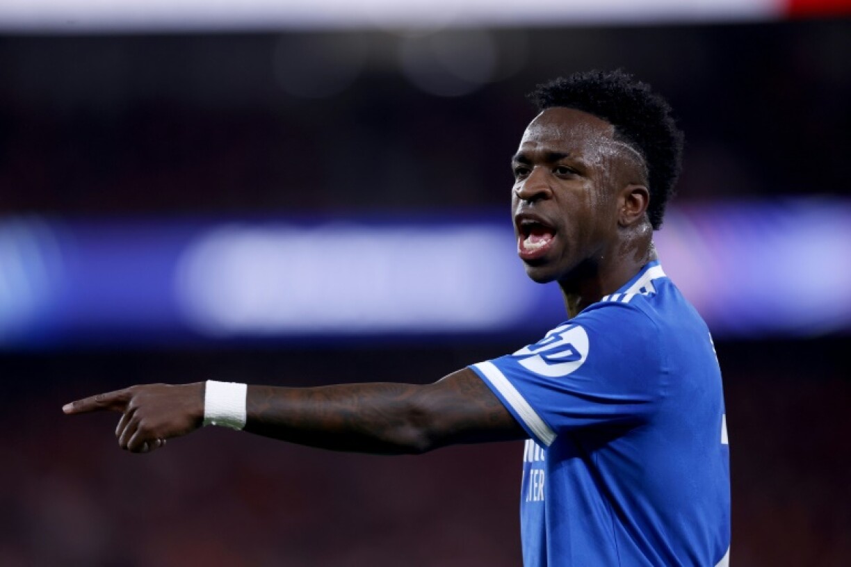 L'attaquant brésilien du Real Madrid Vinicius, face au Benfica, le 17 février 2026 à Lisbonne