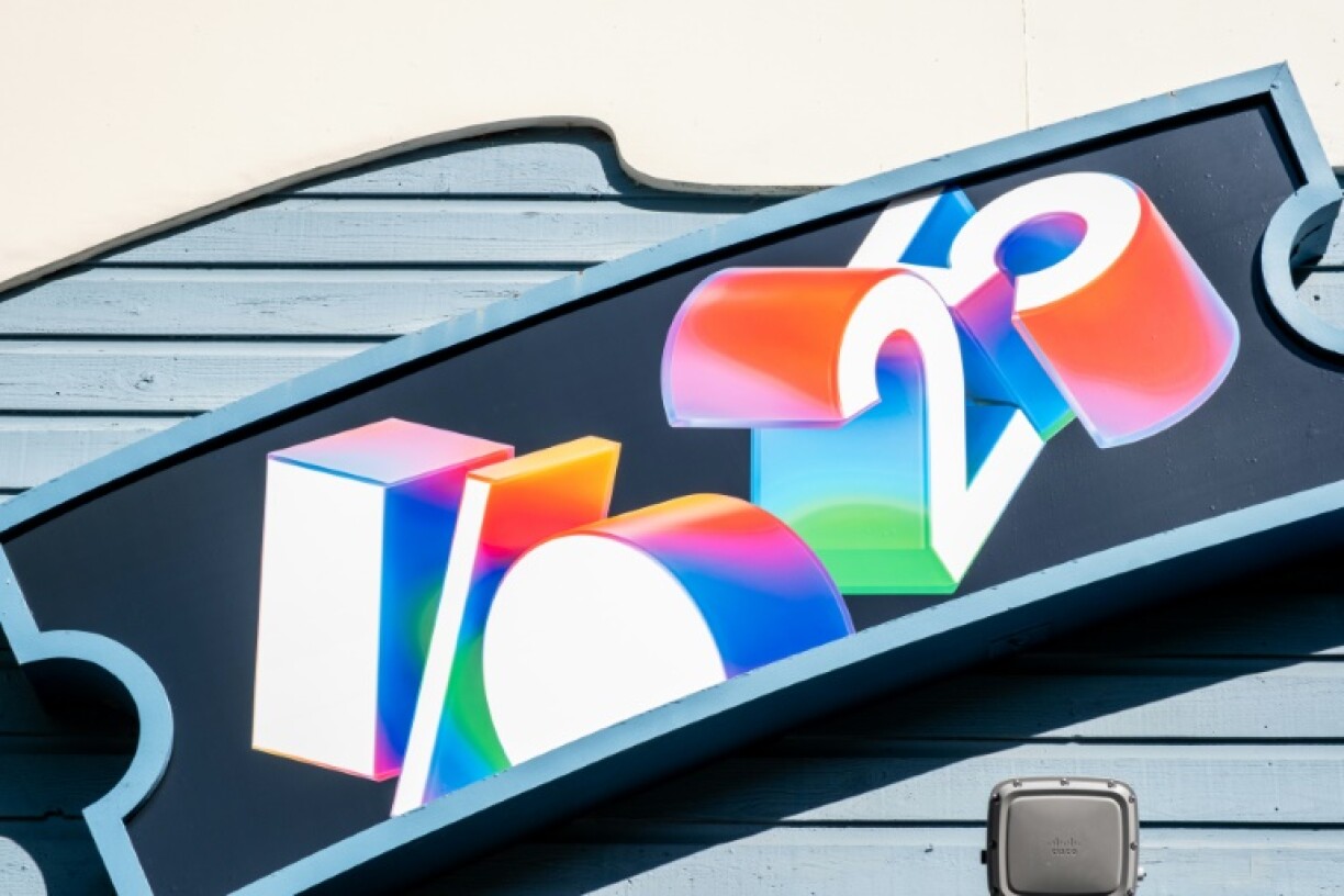 The logo for Google's annual developers conference in Mountain View, California on May 20, 2025