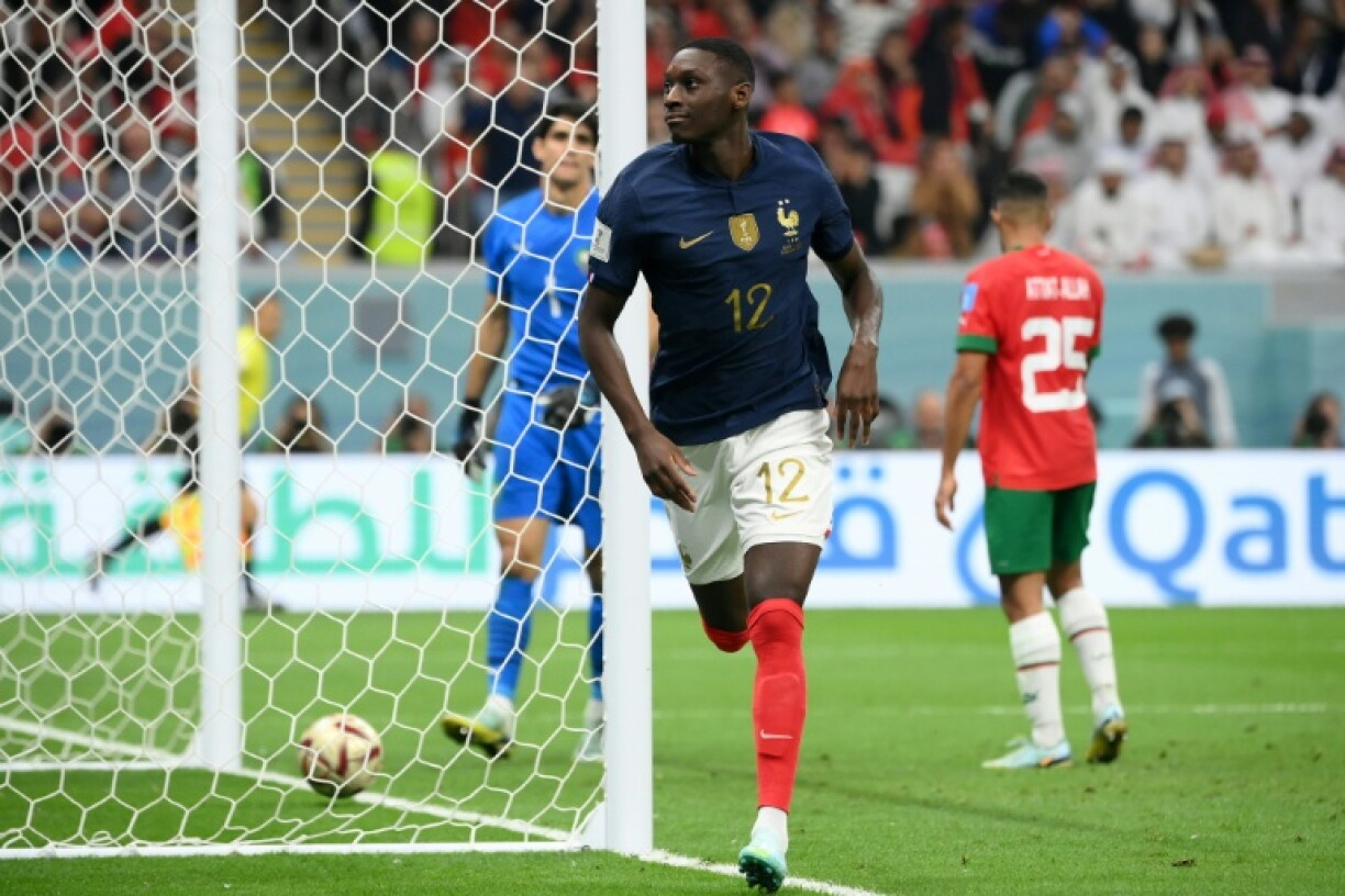 L'attaquant français Randal Kolo Muani, auteur du deuxième but des Bleus lors de la demi-finale du Mondial-2022 face au Maroc, à Al-Khor le 14 décembre 2022